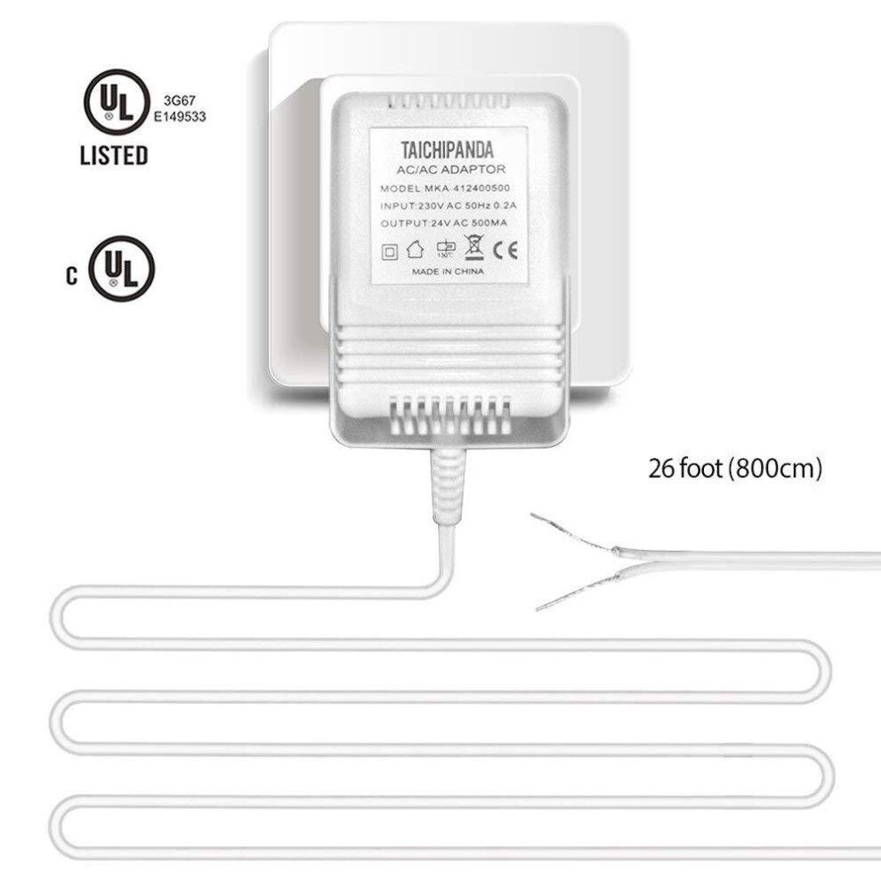 24V 500MA Transformer, AC Power Supply Compatible with All Versions of Ring Doorbell and Nest Learning Thermostat Ecobee, Honeywell, C Wire Adapter