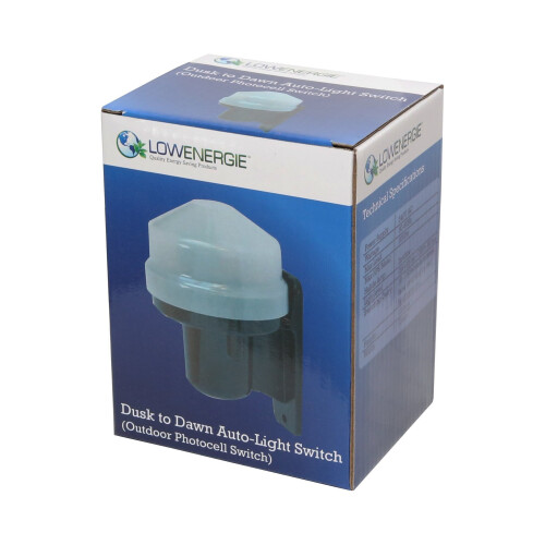 Lowenergie Photocell light Switch or Daylight Dusk till Dawn Sensor Lightswitch, 10a