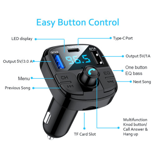 Kit mains libres Bluetooth 5.0 pour voiture Type-C 2