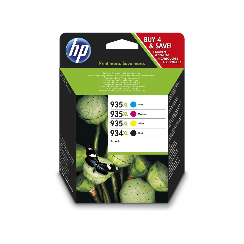 Hp 934XL High Yield Black/935Xl Cyan/Magenta/Yellow 4-Pack Original Ink Cartridges