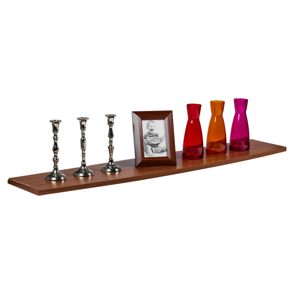 (Bowed) Wooden Floating Shelves | Mahogany Look Display