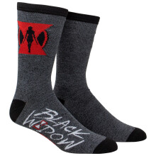 Officially Licensed Black Widow Movie Symbol Crew Socks – Black & Red Marvel Polyester
