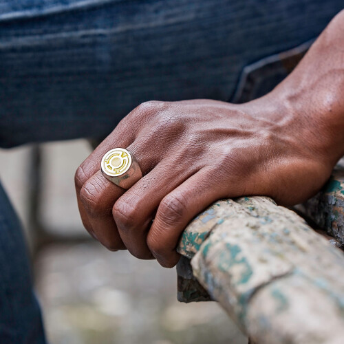 (Yellow) Yellow Lantern Symbol Stainless Steel Plated Ring 2