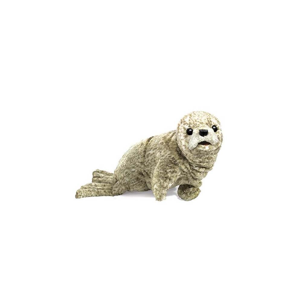 Folkmanis Harbor Seal Hand Puppet, Brown, Cream, Black, 1 EA 