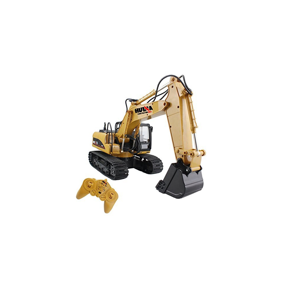 Fisca Remote Control Excavator RC Construction Vehicles 15 Channel 2.4G Full Function Digger Toys with Sound and Lights