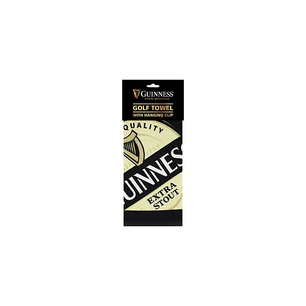 guinness Label cotton Black golf Towel with Karabiner clip