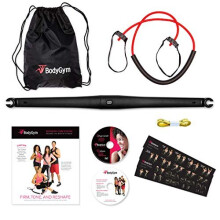 Bodygym Portable Home Gym - Resistance Band + Bar Full Body Workout: Improve Fitness Build Muscle Strength Exercises with Marie Osmond Included