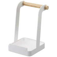 Suporte para colheres e tampas - Yamazaki - TOSCA - Aço/Madeira - Branco - Design moderno