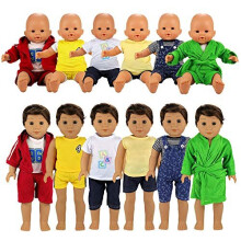 Roupas de boneca de menino Barwa 6 sets roupas de boneca de boneca diariamente roupas casuais compat   veis por uma boneca beb    de 14 a 16 polegada
