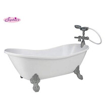 Banheira Clawfoot Branca Clássica Sophia com Chuveiro e Torneira para Bonecas de 18"
