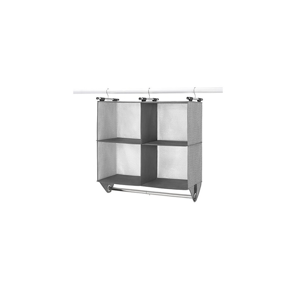 Whitmor 4 Section Fabric Closet Organizer Shelving with Built In Chrome Garment Rod