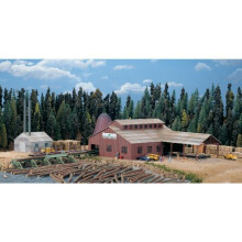 Walthers Cornerstone N Scale Modelo 174 Brown Scale Mountain Lumber Chevron Sawmill - Kit (933-3236) Pequeno