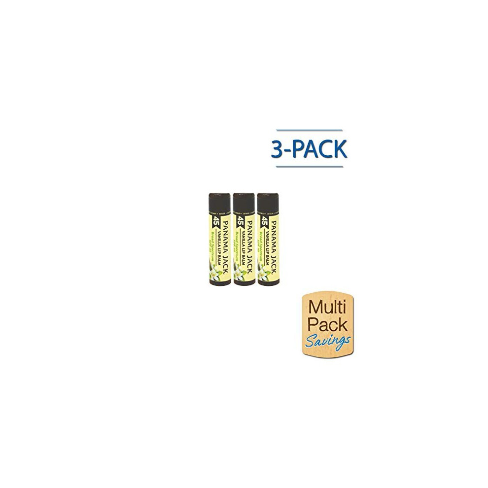 Panama Jack Sunscreen Lip Balm - Spf 45 Broad Spectrum Uva-Uvb Sunscreen Protection Prevents & Soothes Dry Chapped Lips Vanilla 3-Pack