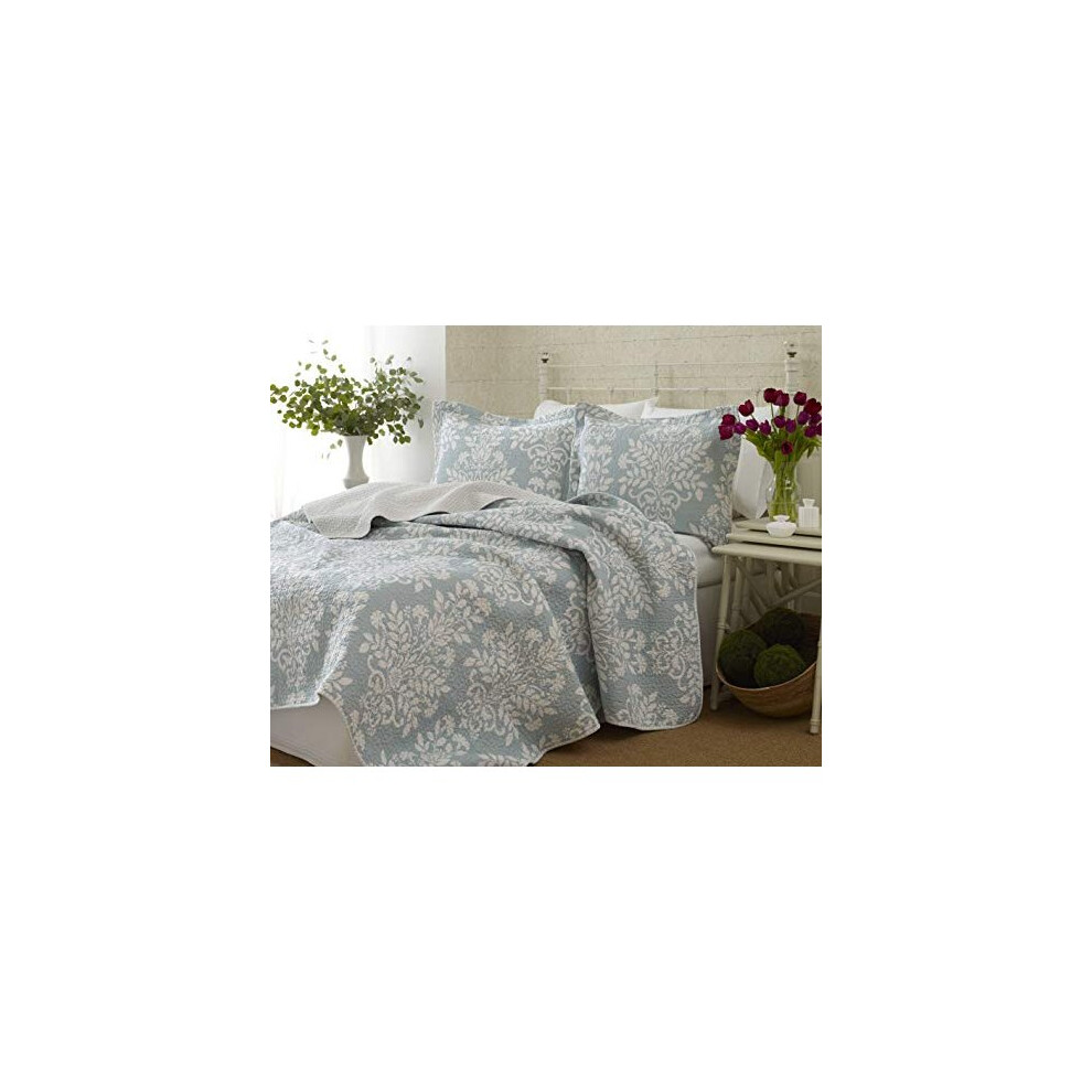 Laura Ashley - Collection Rowland - Ensemble de courtepointe - Literie r   versible toutes saisons 100 % coton avec taies d'oreiller assorties pr   l
