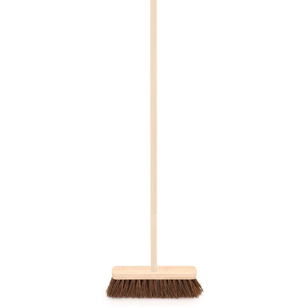 Outdoor Sweeping Brush with Handle 10" Stiff Wooden Bassine Yard Broom by The Dustpan and Brush Store