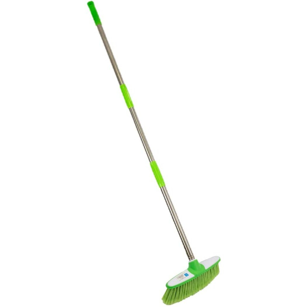 Soft Broom Indoor Sweeping Brush with Stainless Steel Handle - The Perfect Indoor Sweeping Kitchen Floor Brush for Your House - The Long Handled Brush