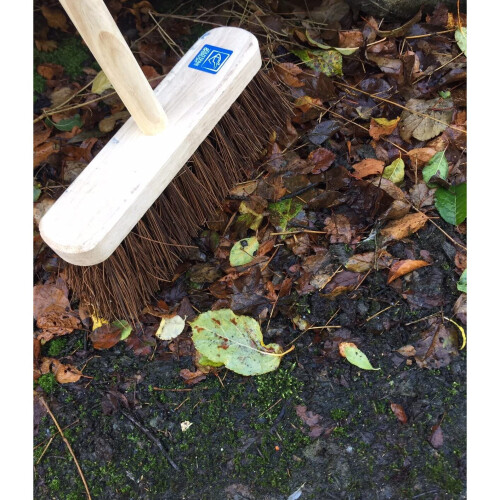 Outdoor Sweeping Brush With Handle 10" Stiff Wooden Bassine Yard Broom ...