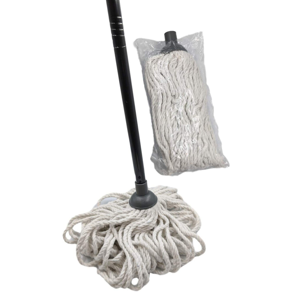 Cotton Floor Mops with Super Absorbent Cotton Mop Head, 110cm Metal Handle and Extra Mop Head Refill Effective Cleaning Mop For Home & Commercial Use