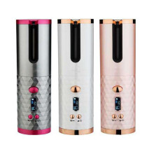 ((White Electric Auto Rotating)) Cordless Automatic Hair Curler | Portable Curling Tongs
