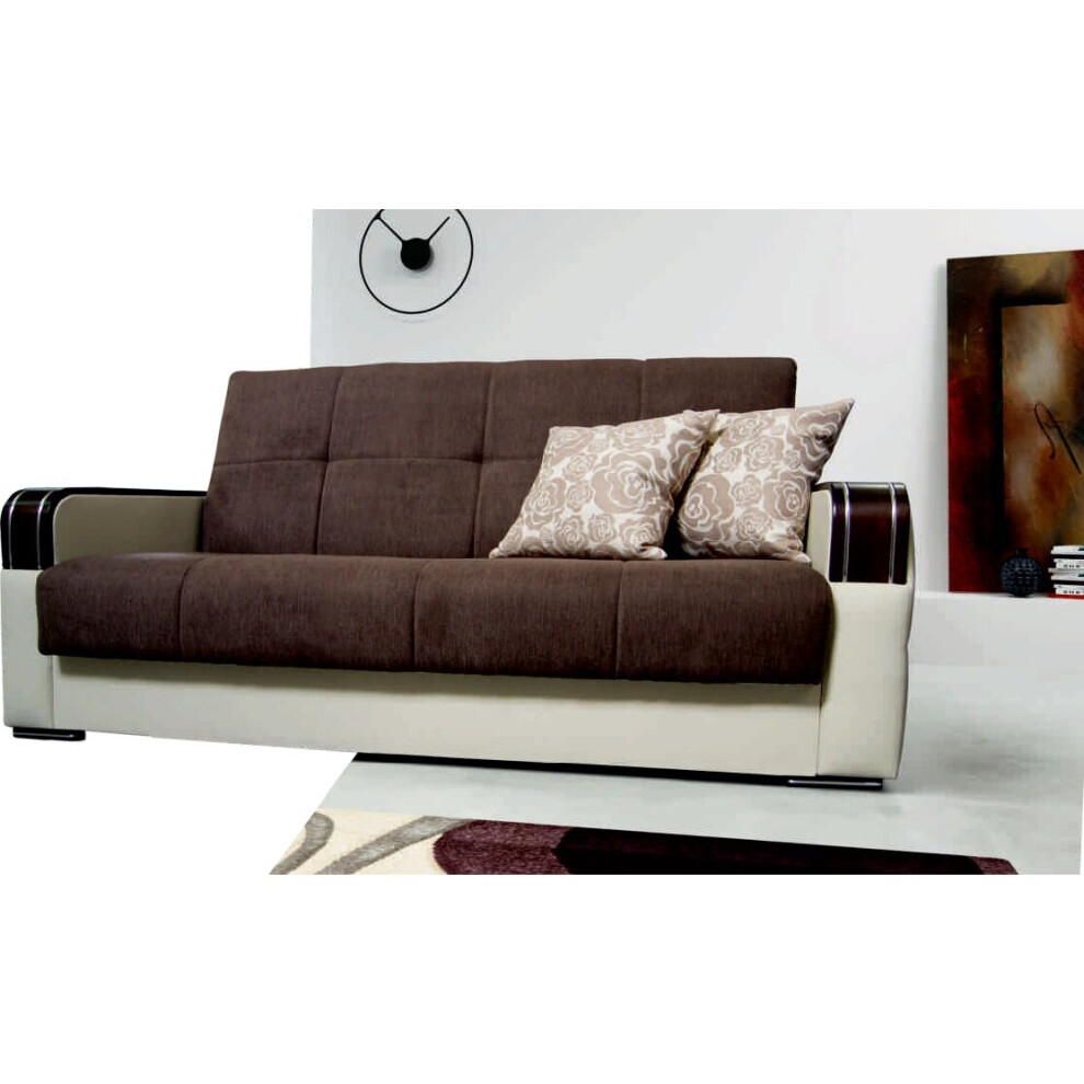 (Brown, 2 seater) Malta Storage Sofa bed