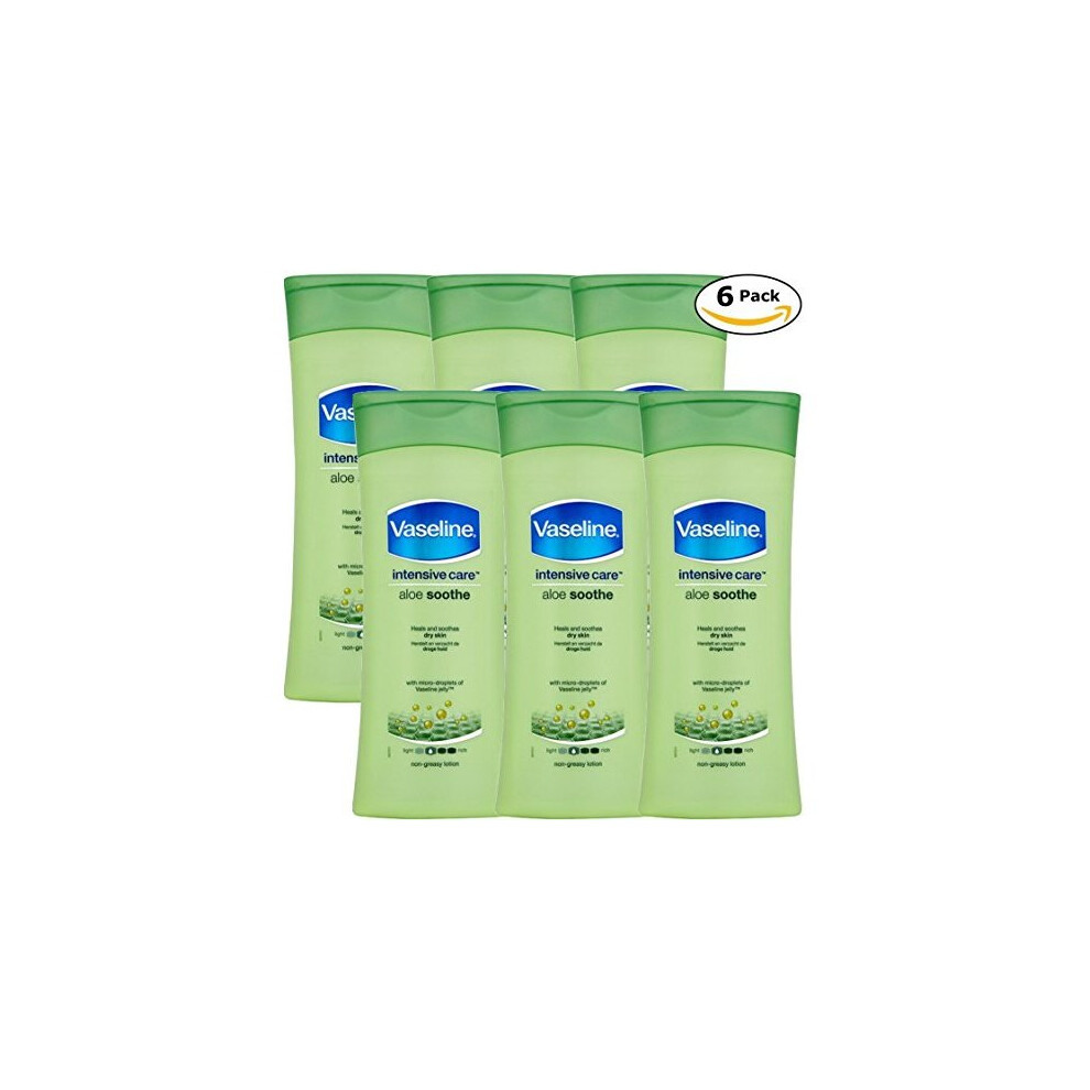 Vaseline Intensive Care Body Lotion, Aloe Soothe, Pack of 6, (13.53 Oz / 400ml Each)