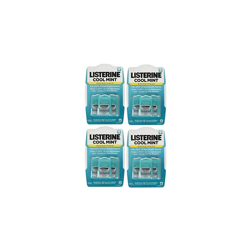 Listerine Cool Mint Pocketpaks Breath Strips 12-24-Strip Pack total 288 strips