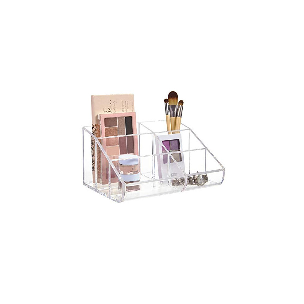 Organisateur de maquillage de vanite en plastique transparent Stori | Porte-compositions a 6 compartiments pour pinceaux Palettes de fard a paupi