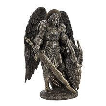 Pacific giftware San Michele che uccide il drago malvagio, potente guerriero e protettore, statua di San Miguel (10 pollici)