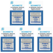 50 Schmetz Universal Sewing Machine Needles - Assorted sizes - Box of 5 cards