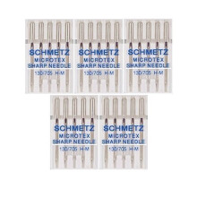 25 Schmetz Microtex (Sharp) Sewing Machine Needles, 130/705 H-M, Size 70/10