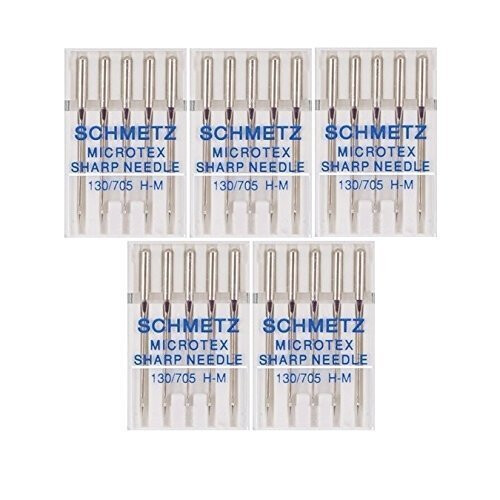 25 Schmetz Microtex (Sharp) Sewing Machine Needles, 130/705 H-M, Size 70/10