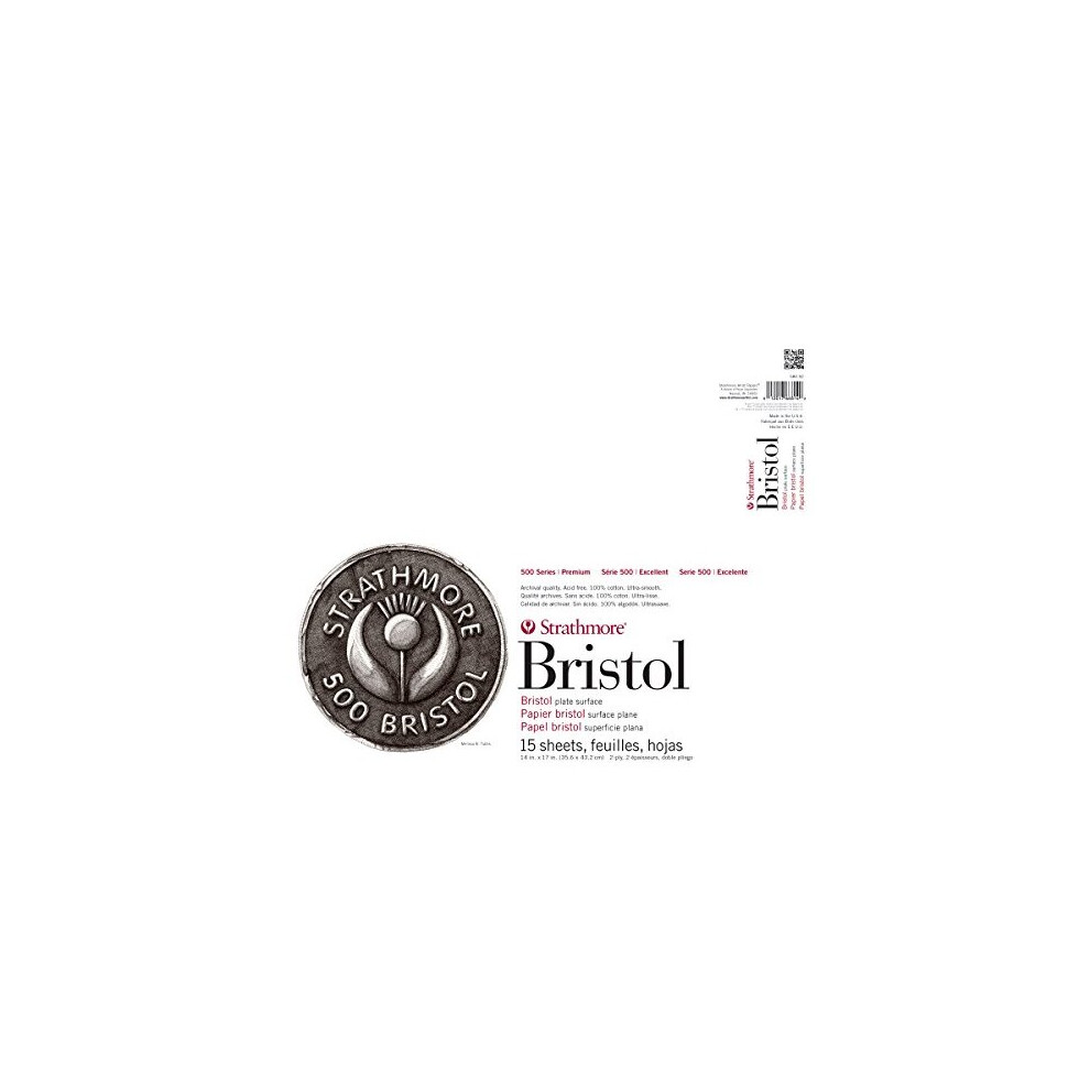 Strathmore (580-92 500 Series Bristol 2-Ply Plate Surface 14"X17" 15 Sheets