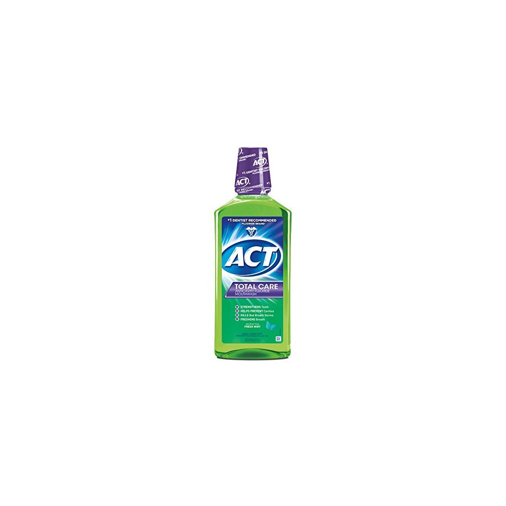 ACT Total Care Zero Alcohol Anticavity Fluoride Mouthwash 33.8 fl. oz. (Pack of 3) Fresh Mint