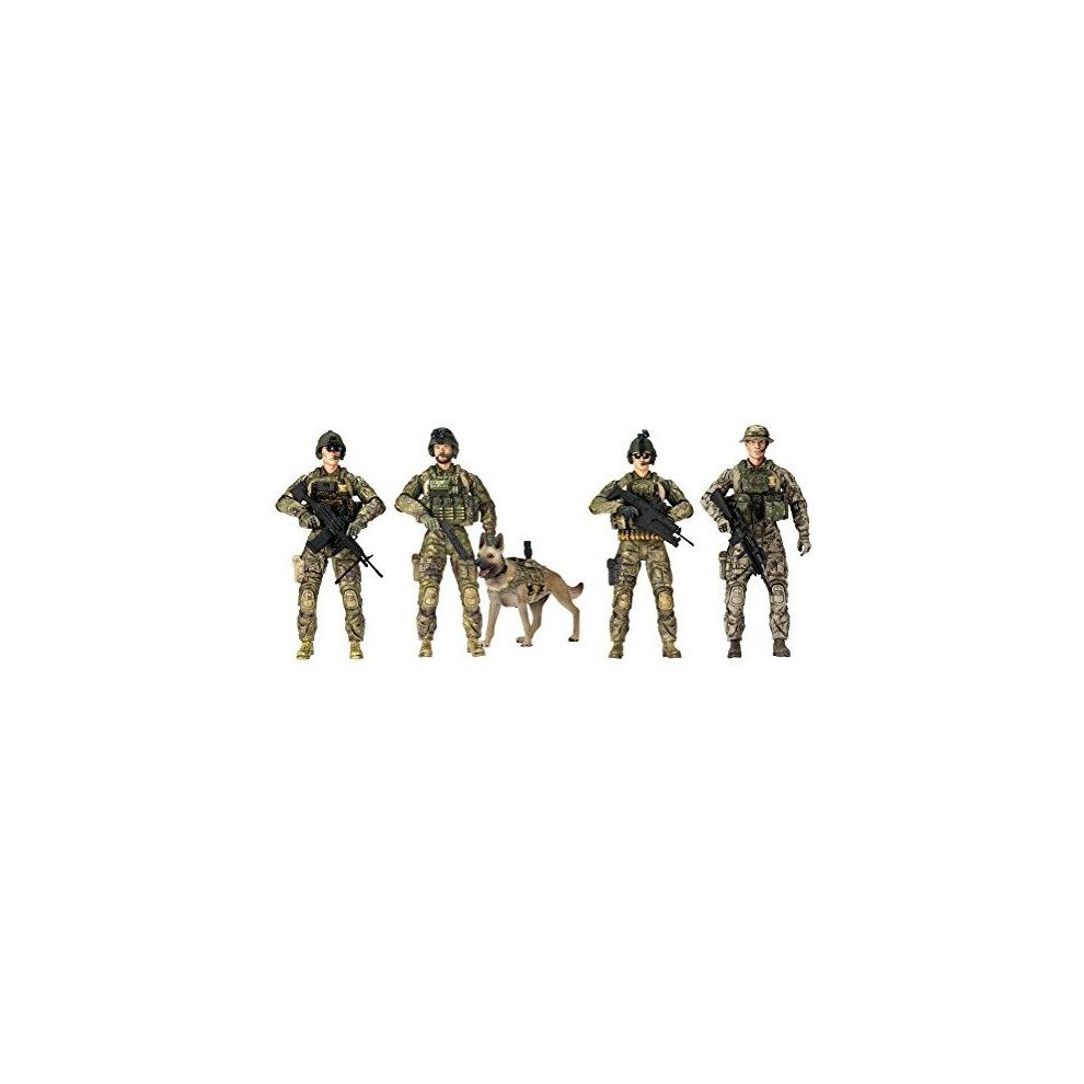 Sunny Days Entertainment Elite Force Army Ranger Action Figures - 5 Pack Military Toy Soldiers Playset | Realistic Gear and Accessories (101855)