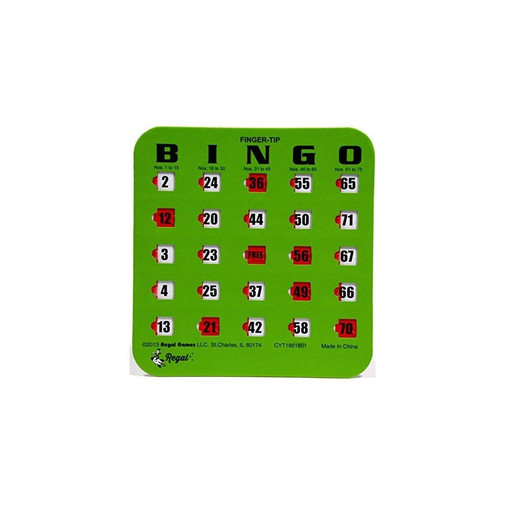 Regal games 25 green Fingertip Shutter Slide Bingo cards