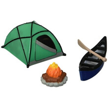 Decopac Fireside Camp Decoset Cake Decoration Multi Namiot: 3  L x 2,6  W x 1,9  H; Kajak z wioslem: 3,5 """" L x 1,65 """" W x 1,2 """" h; Ogrod