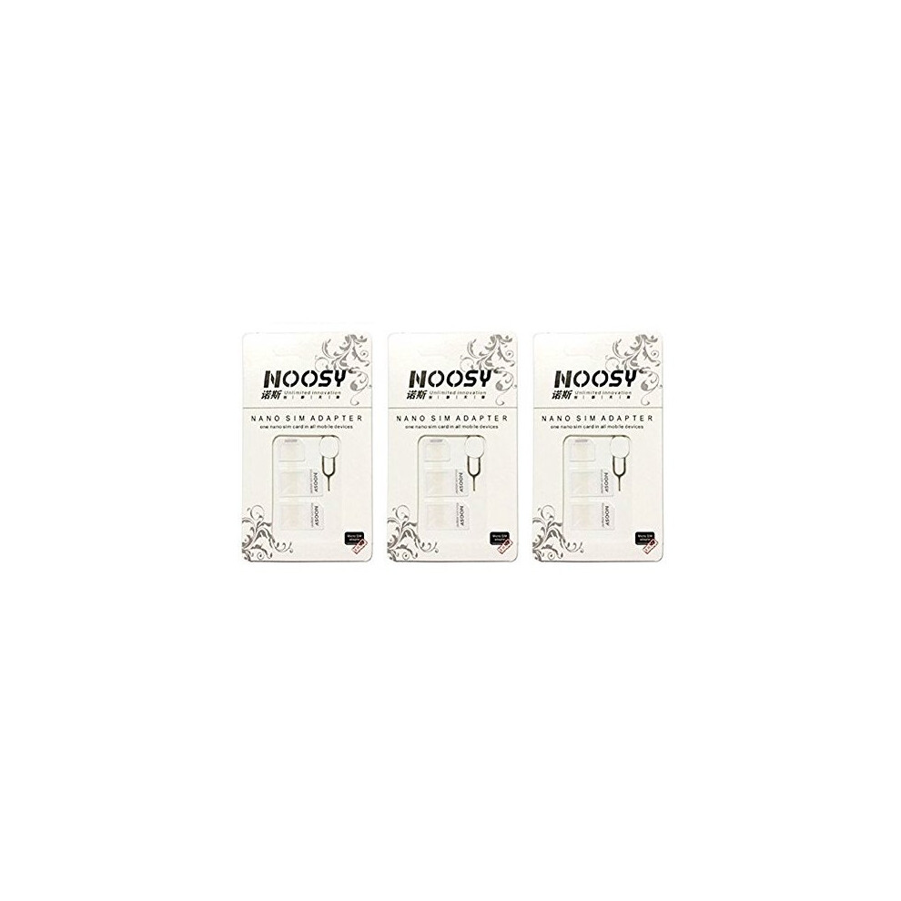 Sim Card Adapter Kit 3-Pack (9 Total Adapters: Nano To Micro, Nano To Regular, Micro To Regular) With Sim Extractor (White) White 768505610628
