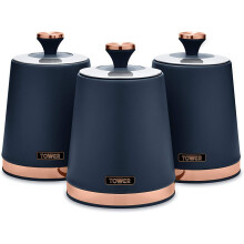3pc Tower Cavaletto Storage Canisters Set - Midnight Blue