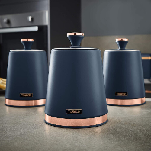 Tower 3pc Tower Cavaletto Storage Canisters Set - Midnight Blue 1