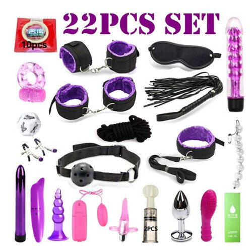 22pc Leather Handccuffs for Couples Men Women -SM Kit for Bed Exercise