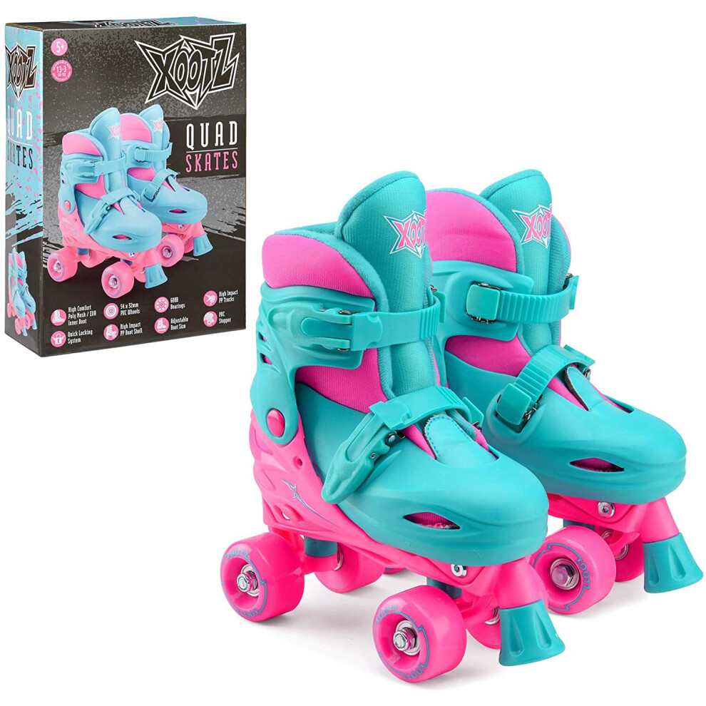 Xootz Kids Quad Skates, S (9-12) Pink/Blue