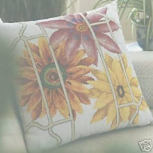 Gerberas Floral Cushion Front Cross Stitch Kit DMC - K4316 - 38 x 38cm -15 x 15"