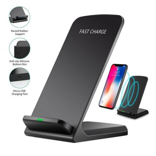 (BLACK) Wireless Charger USB Fast Charging Dock Stand 1