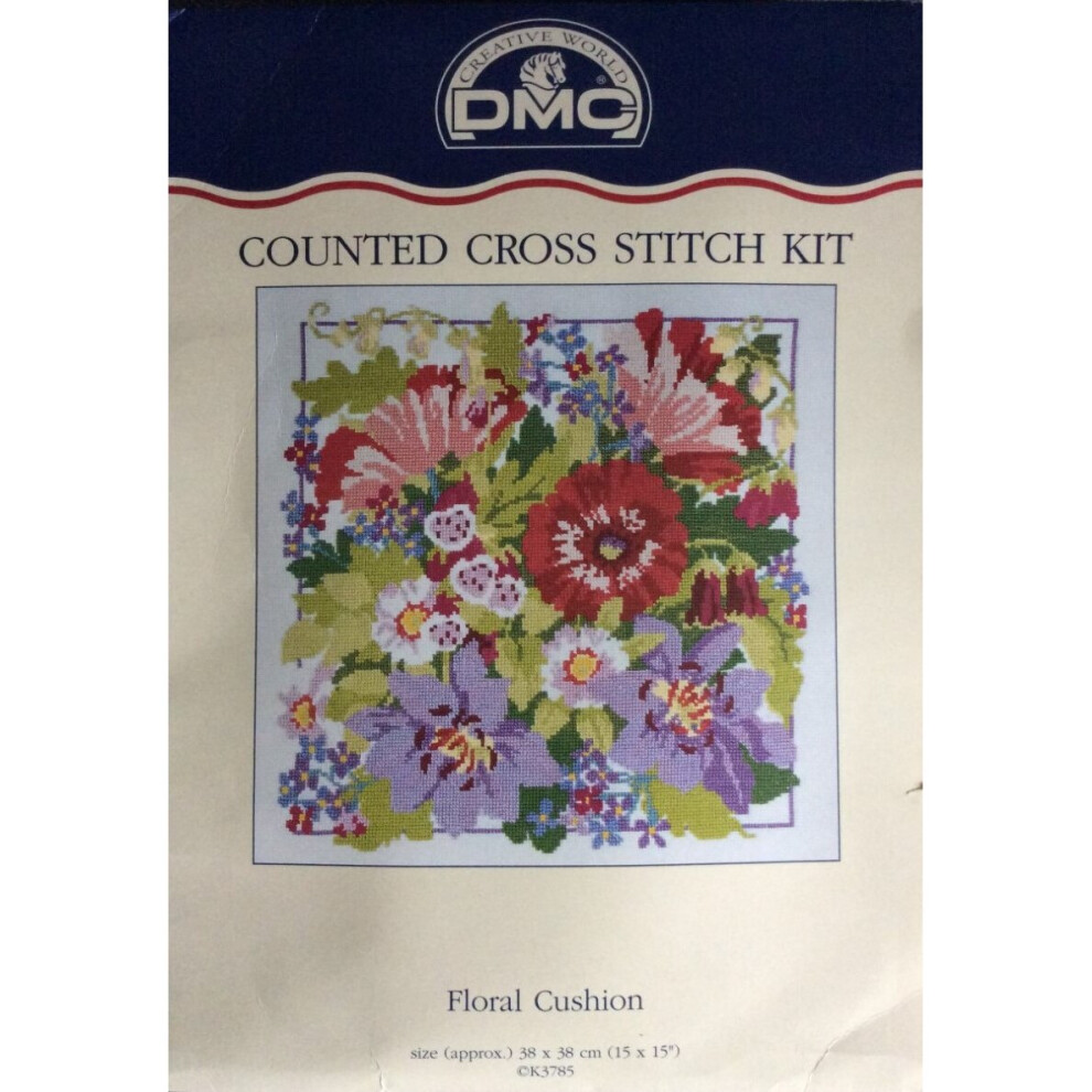 Floral Cushion Front Cross Stitch Kit DMC - K3785 - 38 x 38cm - 15x15