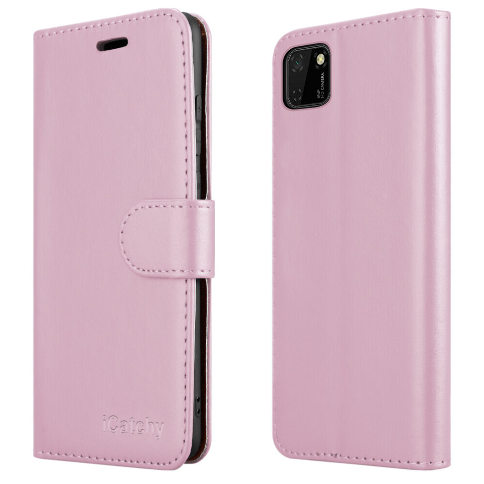 (Rose Gold) For Huawei Y5p 2020 Leather Wallet Case Pink 5056298005314
