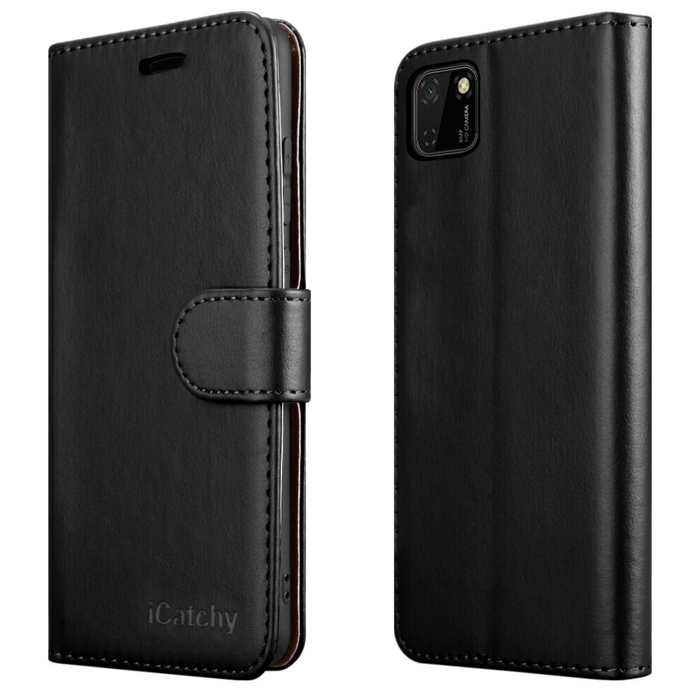 (Black) For Huawei Y5p 2020 Leather Wallet Case Black 5056298005284