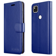 (Blue) For Google Pixel 4a Leather Wallet Case