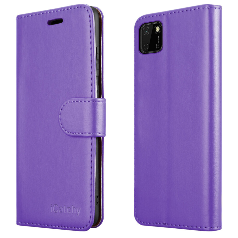 (Purple) For Huawei Y5p 2020 Leather Wallet Case Purple 5056298005321
