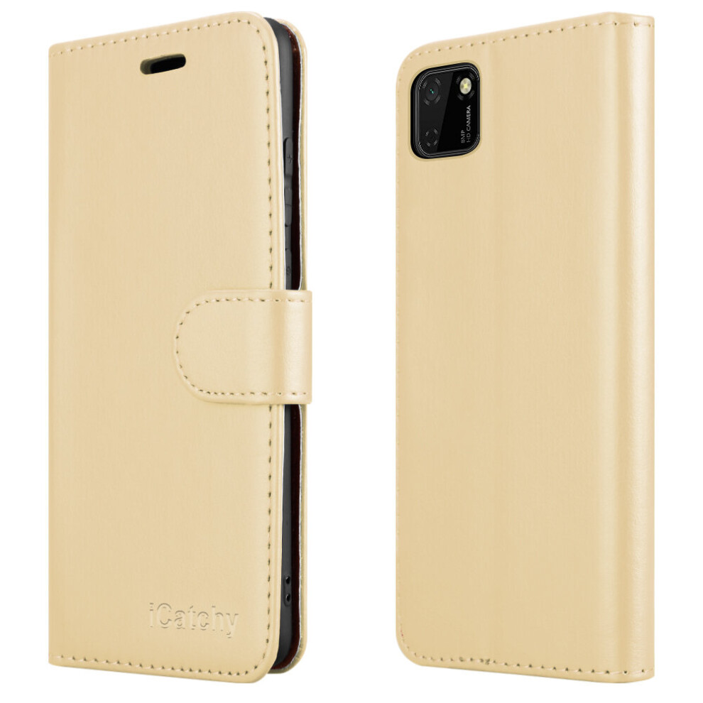 (Gold) For Huawei Y5p 2020 Leather Wallet Case Gold 5056298005307