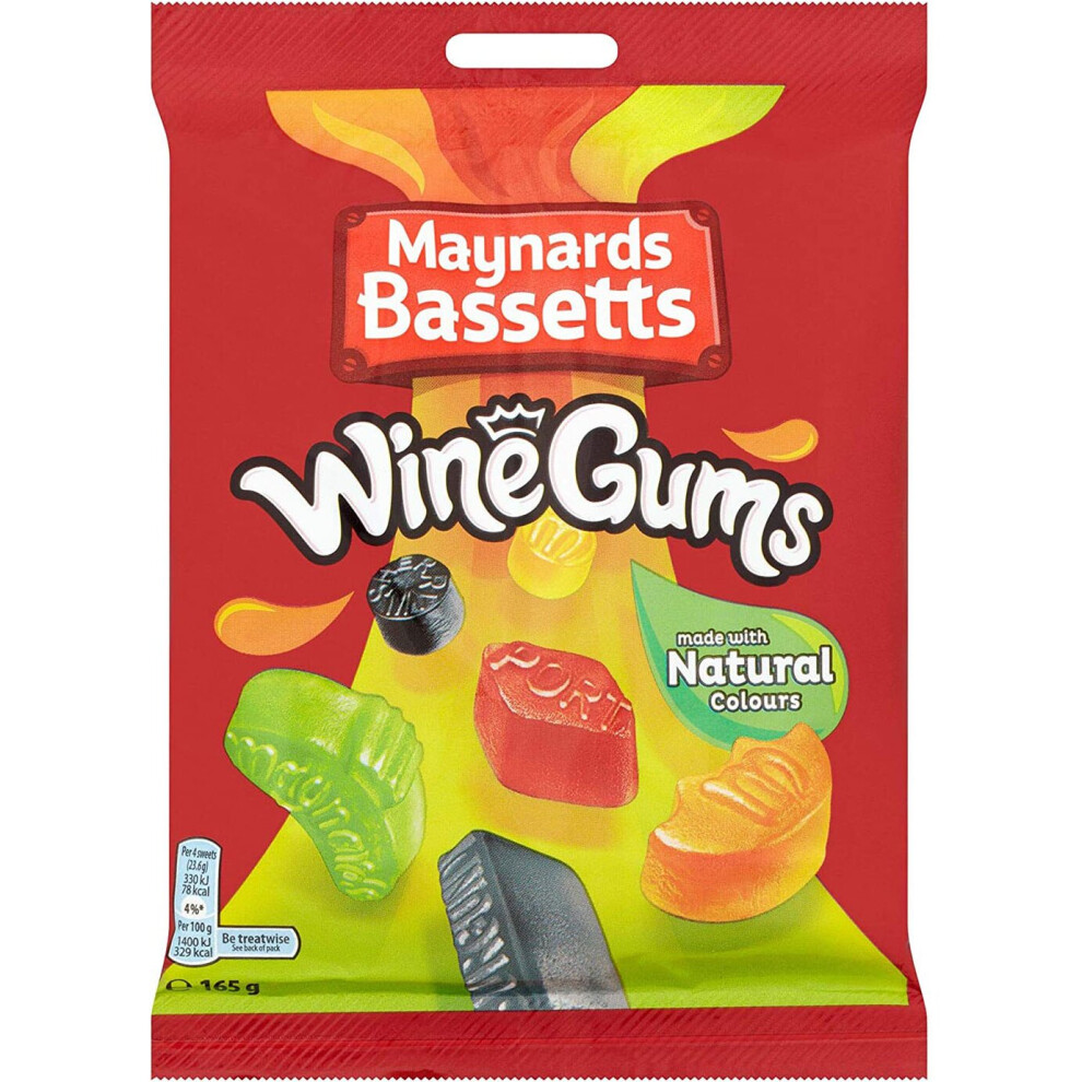 Maynards Bassetts Wine Gums 1.98kg, bulk sweets, 12 packs of 165g